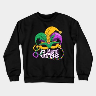 Mardi Gras 2024 Beads Mask Feathers Crewneck Sweatshirt